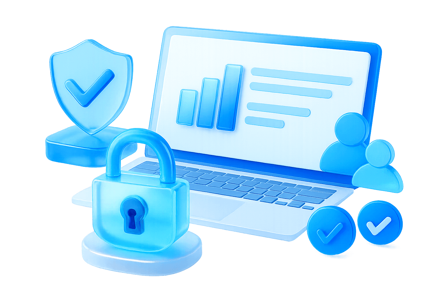 Hero-illustratie: schild en cloud die IT infrastructuur, compliance en cloud security voor mkb verbeelden